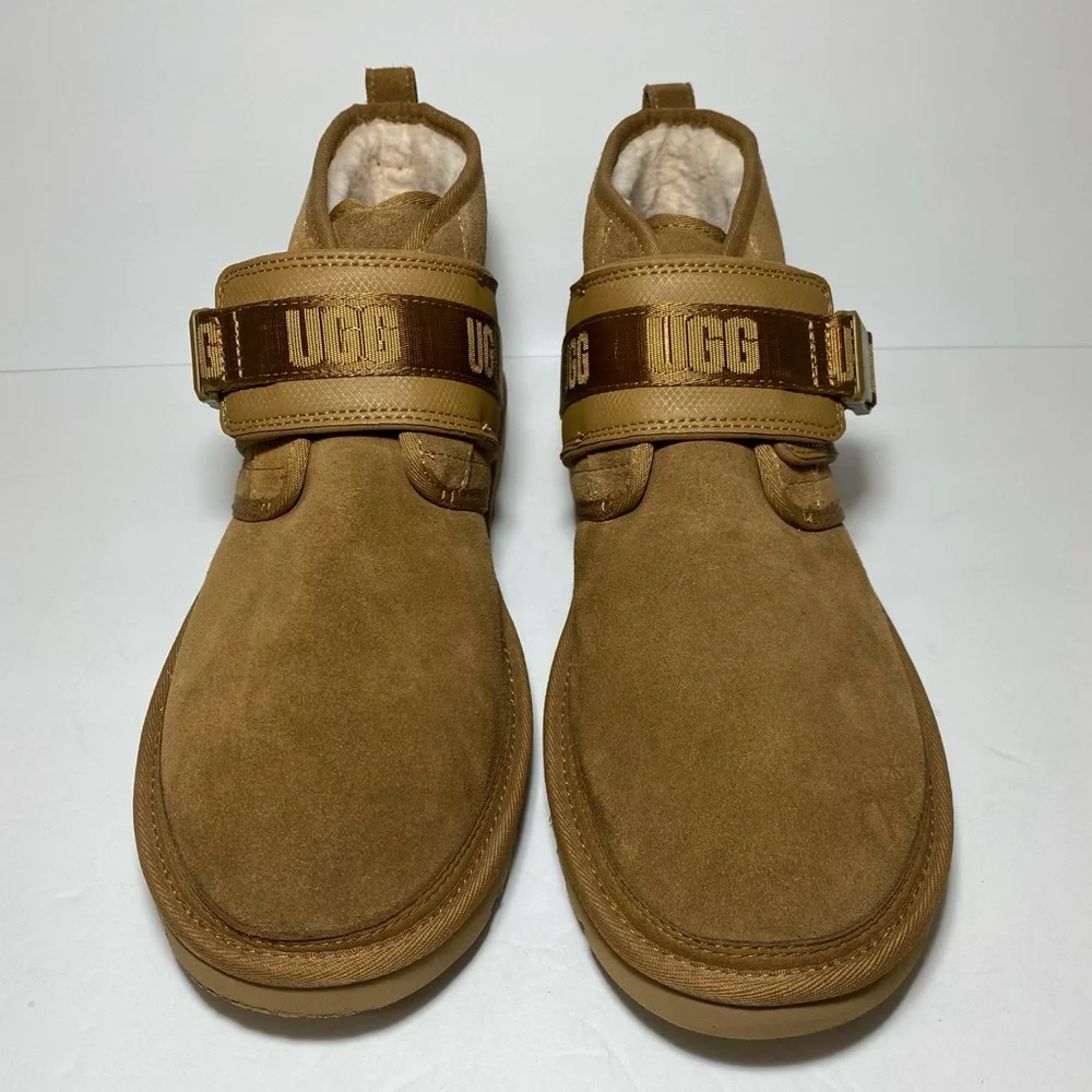 UGG Men's Neumel Snapback Suede Boot Sheepskin Lined 'Chestnut' Size 13